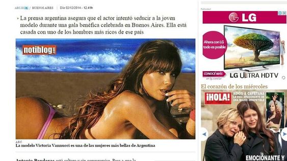 La prensa española habla de Vannucci como la “explosiva argentina que conquistó a Antonio Banderas”