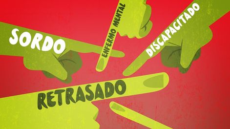 Los insultos generalizados aludiendo a condiciones existentes (“autista”, “sordo”, “Down”) obedecen a una concepción de la discapacidad como falla humana. Ilustración: Hugo Horita.