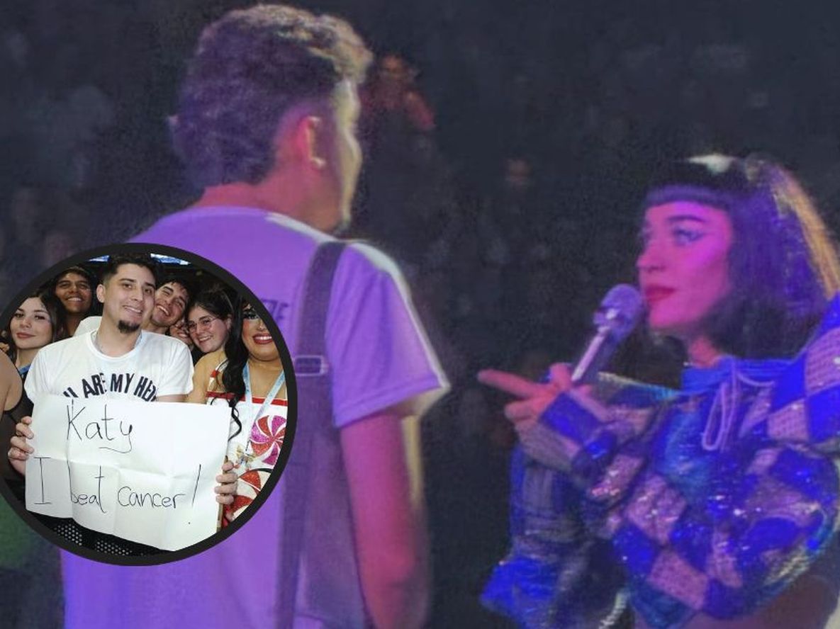 Katy Perry junto al mendocino Julián en el show en Buenos Aires.
