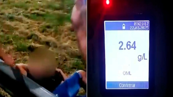 Le hicieron el test de alcoholemia a un santafesino, le dio un 1.200% más del máximo permitido y se cayó de lo borracho que estaba.