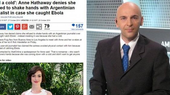 Sigue el escándalo internacional entre Anne Hathaway y un periodista argentino