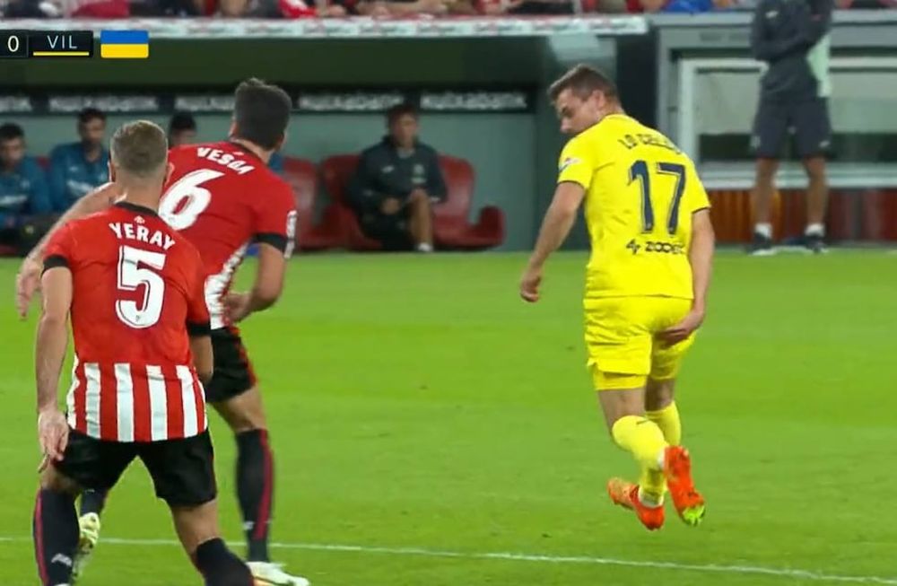 Lo Celso y el momento justo e su lesión ante el Bilbao. (Captura de TV)