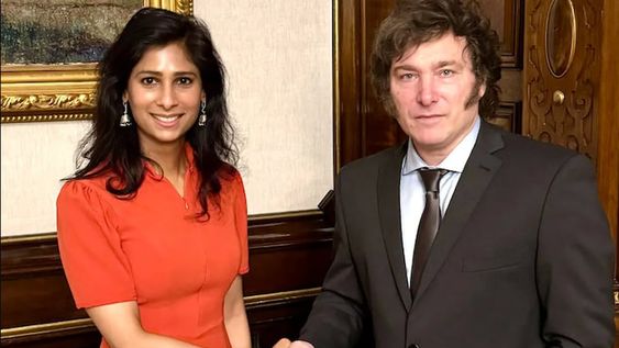El presidente Javier Milei se reunió con la vicedirectora del FMI, Gita Gopinath.