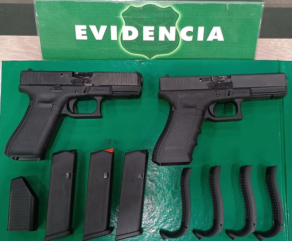 Las armas secuestradas a los mendocinos en Chile. Gentileza Andesonline.&nbsp;