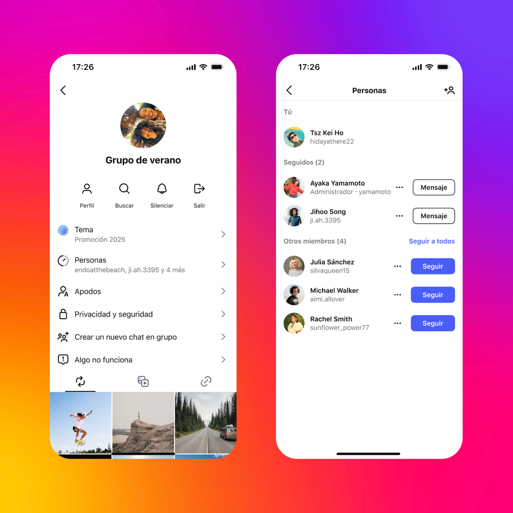Nueva función de Instagram para seguir a personas de un grupo con un solo toque