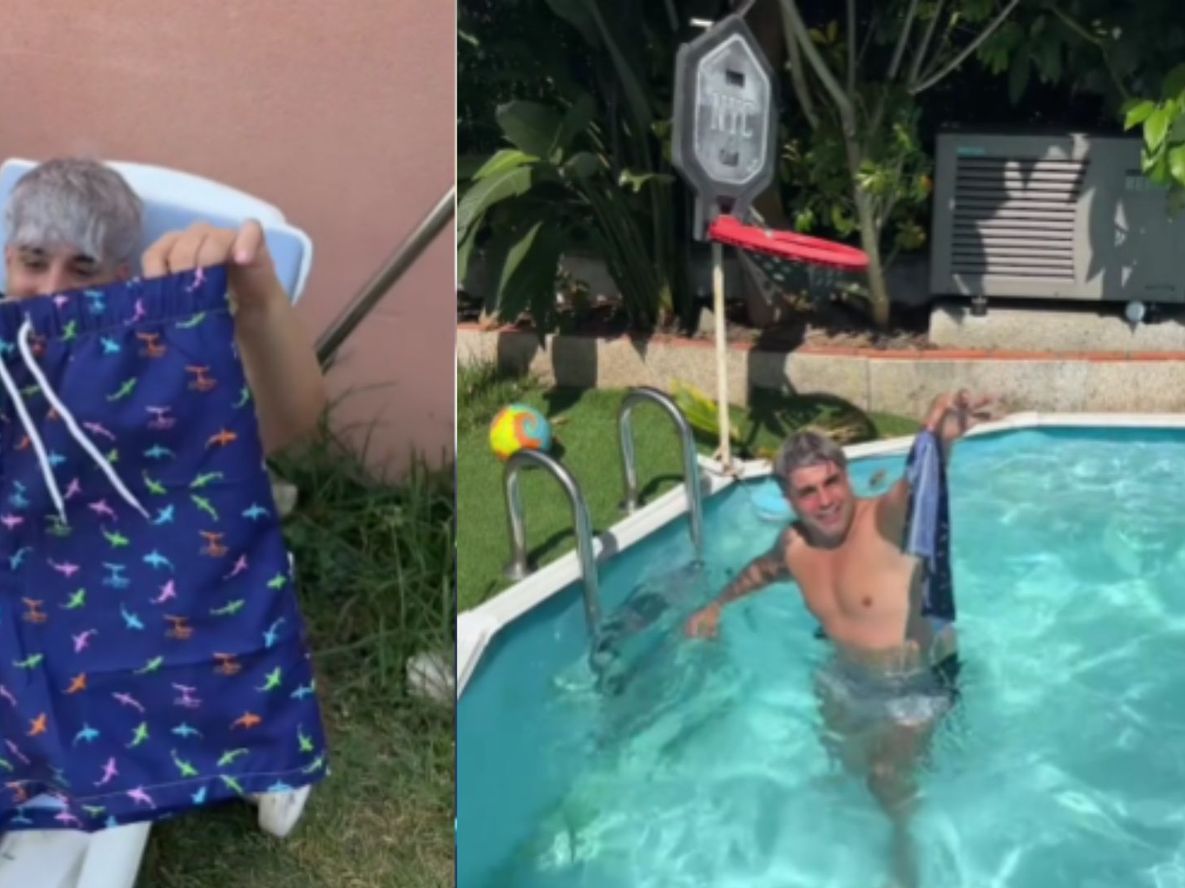 Le hizo una broma a su novio y le regaló una malla que se desintegró al tocar el agua de la pileta