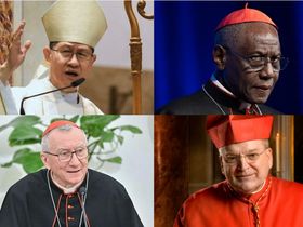 Cónclave: los candidatos a suceder al papa Francisco tras su muerte. De izq. a der. y de arr. a aba.: Luis Antonio Tagle, Robert Sarah, Pietro Parolin y Raymond Burke