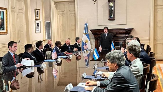 El Presidente Javier Milei recibió en la Casa Rosada al Secretario de Estado de los Estados Unidos de América, Antony Blinken, y su comitiva. (X)