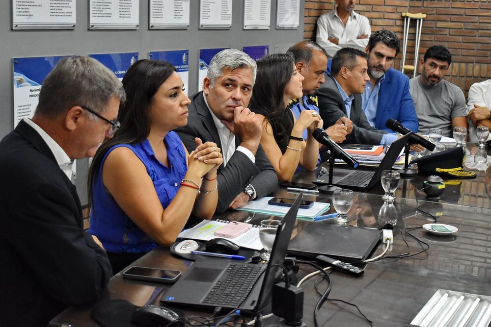El presidente de la Bicameral de Seguridad, el diputado Germ&aacute;n G&oacute;mez (PJ) al lado de la ministra Rus