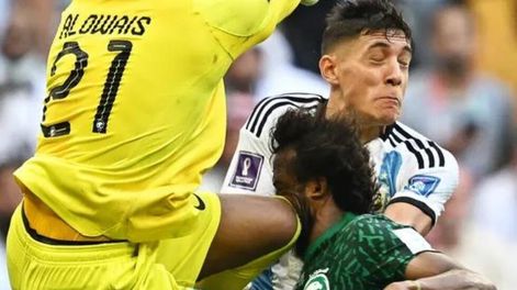 Yasser Al Shahrani, el defensor de Arabia Saudita sufrió una fractura de mandíbula tras chocar con el arquero de su propio equipo. Foto: Web