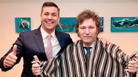 Milei recibió al presidente paraguayo Santiago Peña. Foto: Télam