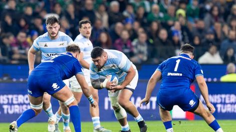 Los Andes | Joel Sclavi en acción, durante el duelo entre Italia y Los Pumas, en Udine. (Gaspafotos / Prensa UAR)