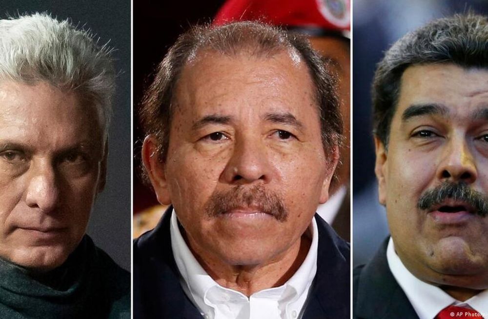 Miguel Díaz Canel, presidente de Cuba; Daniel Ortega, presidente de Nicaragua; Nicolás Maduro, presidente de Venezuela. / Foto: Gentileza