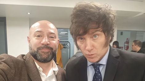 Milei y Diego Spagnuolo, exjefe del área de Discapacidad del Gobierno nacional y voz en los audios del escándalo por las presuntas coimas.