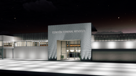 Imágenes renderizadas de la nueva Terminal de Omnibus de Mendoza.