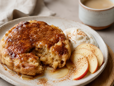 pan de manzana y canela hecho en sarten en 5 minutos, ideal para el cafe con leche de la manana