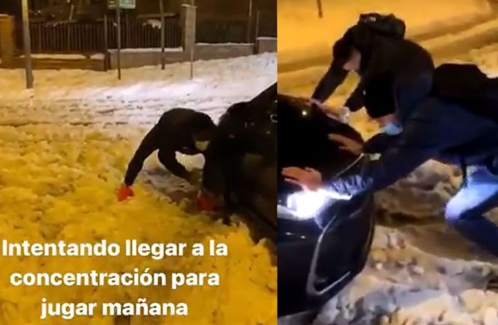 Los futbolitas debieron desatascar los autos que había enviado la Liga