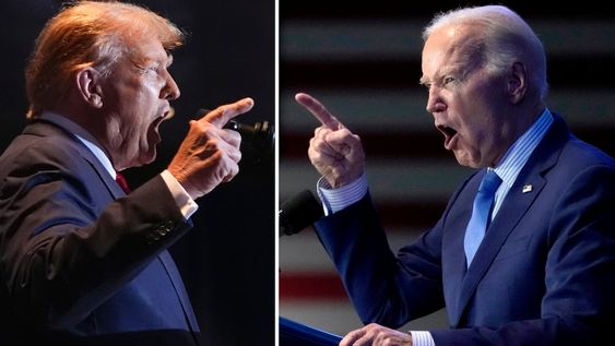 Esta combinación de fotos tomadas en Columbia, Carolina del Sur, muestra a la izquierda, el expresidente Donald Trump el 24 de febrero del 2024 y a la derecha al presidente Joe Biden el 27 de enero del 2024. (Foto AP)