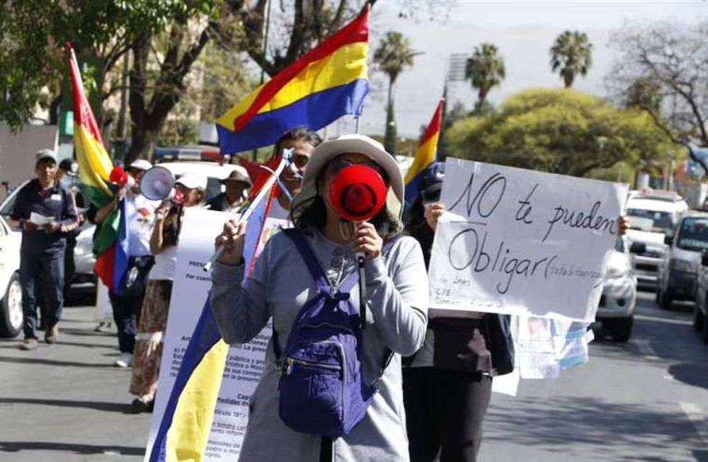 Marchas antivacunas en Bolivia. Foto: APG. Gentileza / El Deber