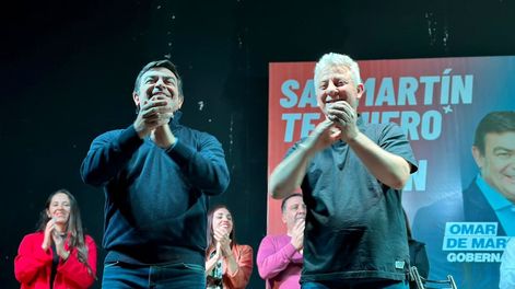Omar De Marchi y Jorge Omar Giménez, en la campaña electoral de La Unión Mendocina en 2023.&nbsp;