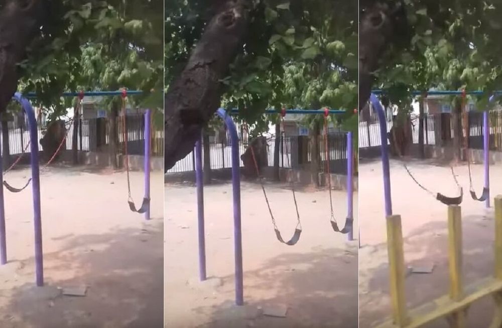 Video: un columpio poseído  se mueve solo bruscamente y aterra a los chicos en un parque