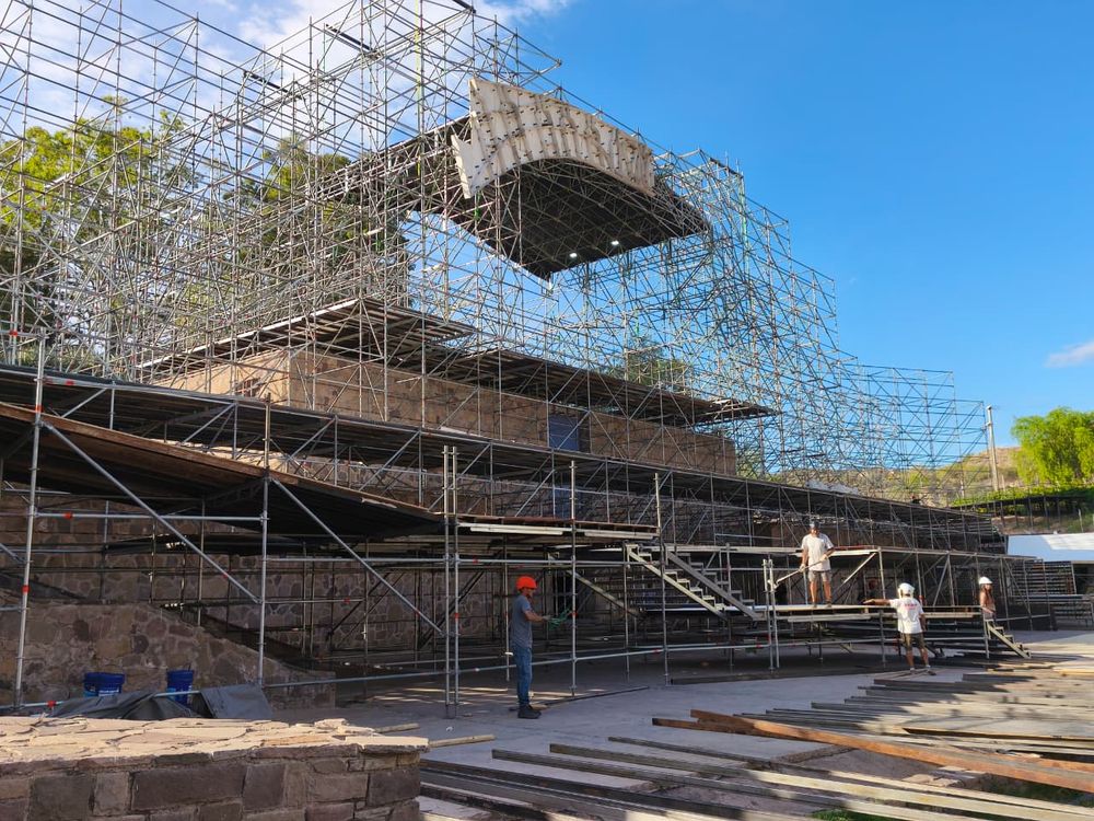 Vendimia 2026: la puesta estará dirigida por Pablo Perri con guión de Silvia Moyano.Los trabajos en el teatro griego. Foto:Los Andes  
