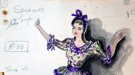 Los Andes | La magia del diseño plasmada en el boceto original de la diseñadora mendocina Elizabeth Hradil Pol de Alza, que realizó para Fiesta de la Vendimia 1961. La costurera que realizó la confección fue la Señora de Riquelme (según expresa su pedido), y en total