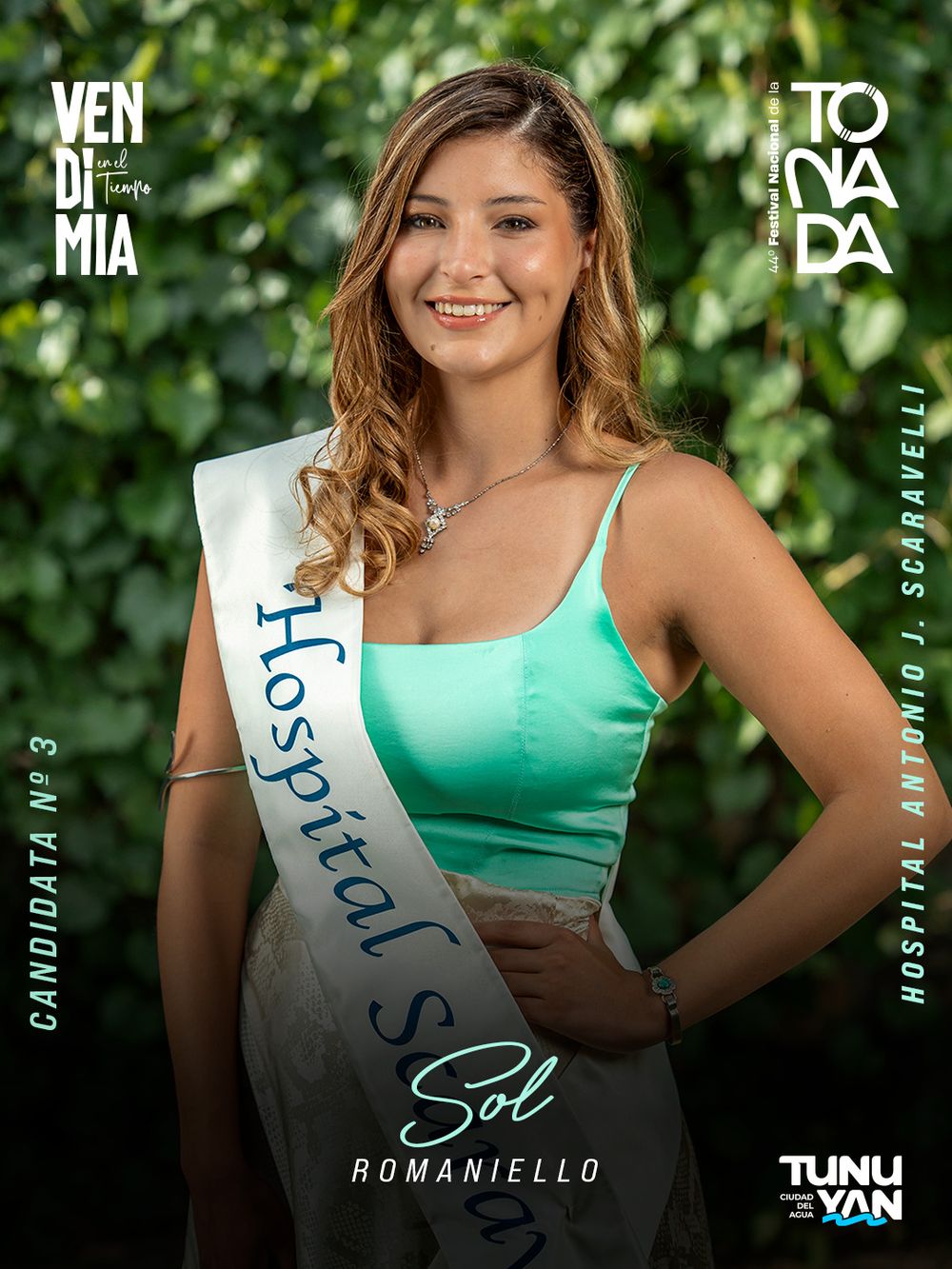 Sol Romaniello (Hospital Scaravelli), candidata a reina departamental de la Vendimia 2026 de Tunuyán.