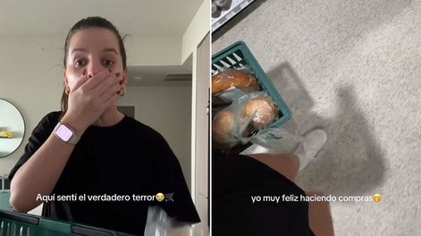 La influencer muestra su sorpresiva reacción al identificar el objeto que tomó de la tienda.&nbsp;