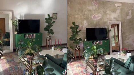 Así decoran en Palermo: una joven descascaró la pardes para simular humedad y se hizo viral.
