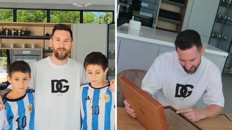 Lionel Mesi fue reconocido como ciudadano ilustre y recibió al intendente y a sus hijos en su propia casa.