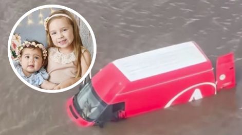 La búsqueda de las hermanitas Pilar y Delfina Becker: la foto de la combi bajo el agua en Bahía Blanca