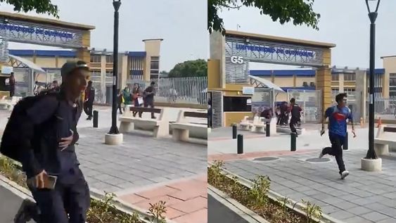 Cientos de estudiantes salieron espantados de la institución mientras que otros optaron por refugiarse en las aulas, junto a los docentes - Captura de video