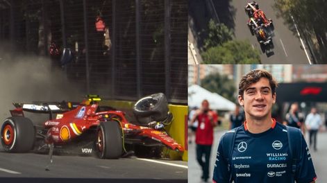 Carlos Sainz (Ferrari) y Sergio Pérez (Red Bull Racing) protagonizaron un accidente trascendental en la carrera