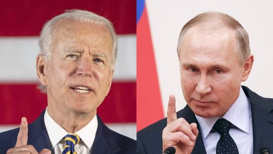 Joe Biden  y Vladimir Putin, presidentes de EE.UU. y Rusia respectivamente.