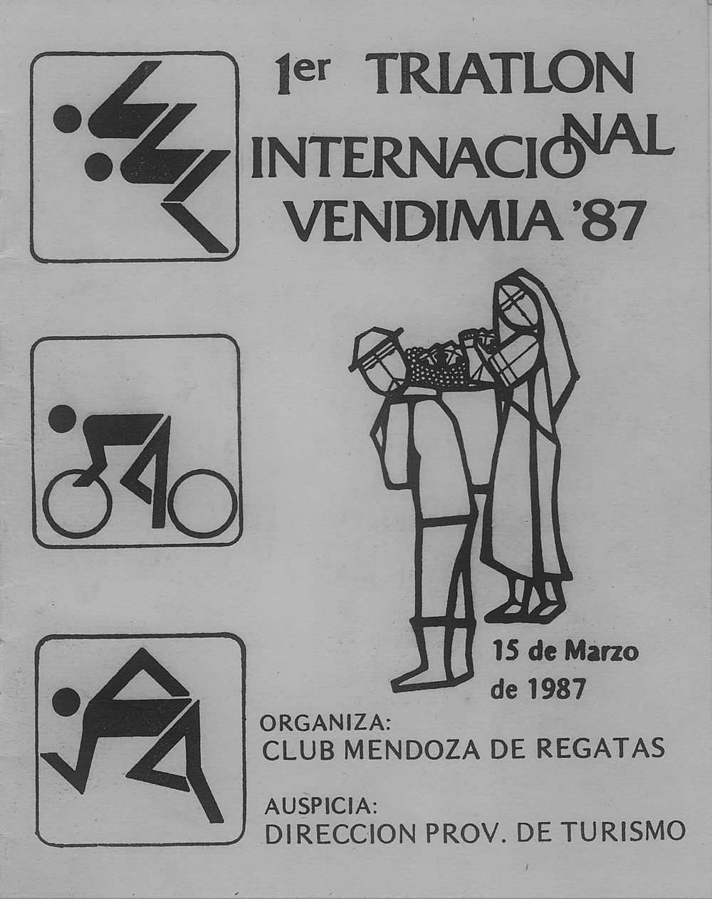 Triatlón. Afiche de la Primera Edición del Triatlón Internacional Vendimia