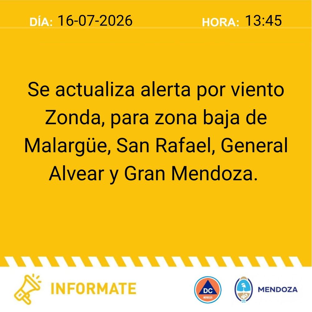 Alerta amarilla por Zonda