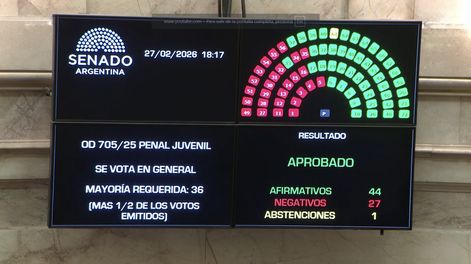 El Senado aprobó la baja de la edad de imputabilidad de 16 a 14 años&nbsp;