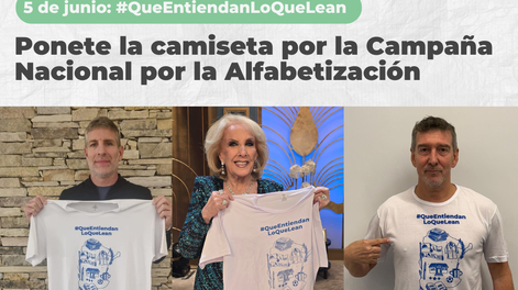 #QueEntiendanLoQueLean es la Campaña Nacional por la Alfabetización que se relanzó hoy. Se sumaron Mirtha Legrand, Mario Pergollini, Martín Palermo, “Mostaza” Merlo, Julio Bocca, Juana Viale, Sebastián Wainraich, Marina Calabró, Luciano Castro, Federico DElía, Eduardo Feinmann, Julia Mengolini, Mariana Fabbiani y Julián Weich.