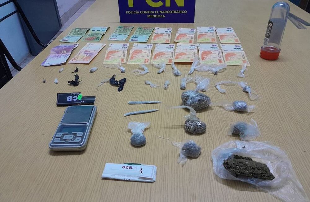 La Policía Contra el Narcotráfico detuvo a seis personas en diferentes operativos realizados en San Rafael, Alvear y Guaymallén. - Foto: Ministerio de Seguridad.