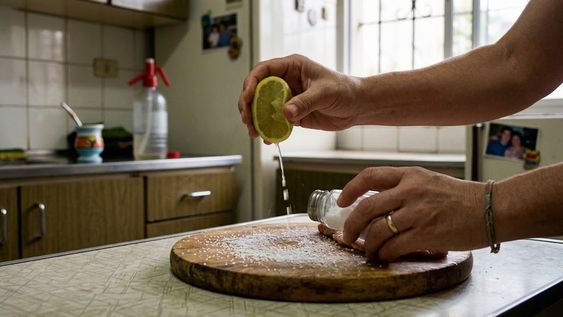 lo mas recomendado por expertos en limpieza: el truco del limon y la sal para limpiar tablas de madera y eliminar manchas oscuras