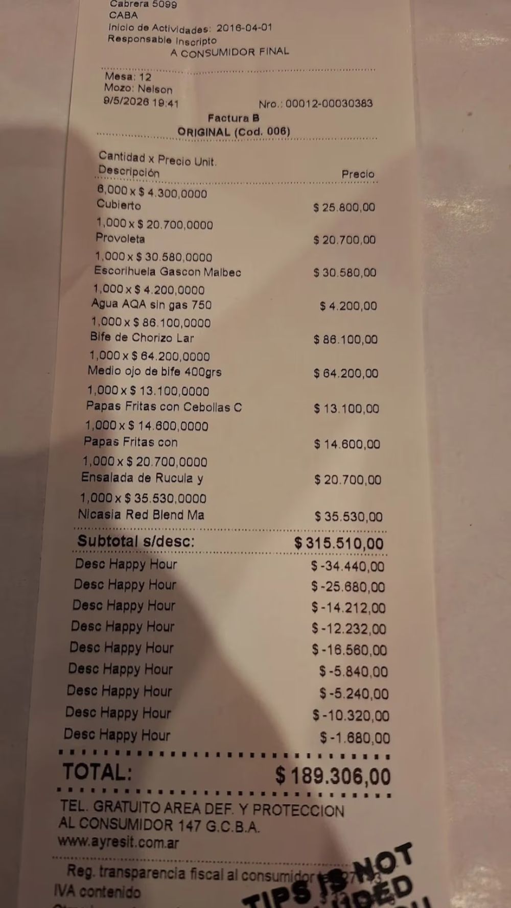 El ticket que compartió el turista y se viralizó en redes