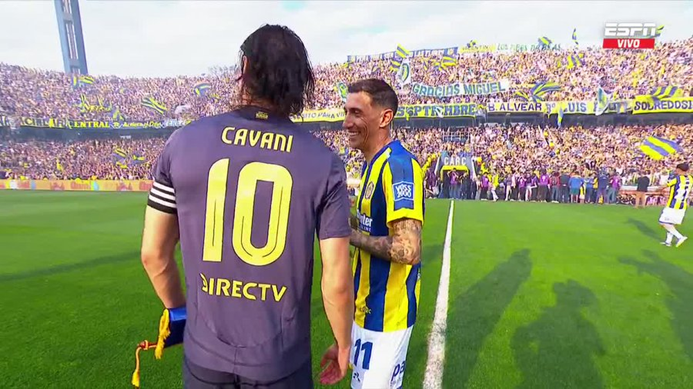 Edison Cavani y Ángel Di María