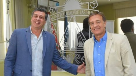 Los Andes | Daniel Orozco, intendente de Las Heras y uno de los que se lanzó a la gobernación, junto a Rodolfo Suárez, mandatario de la provincia. Imagen de Archivo