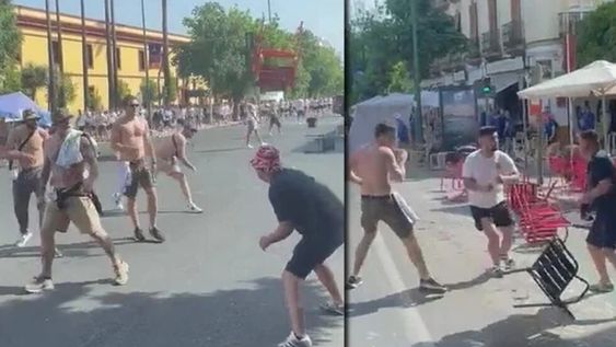 En la previa del partido definitorio entre alemanes y escoceses, la ciudad española es escenario de violentos enfrentamientos. / Gentileza.