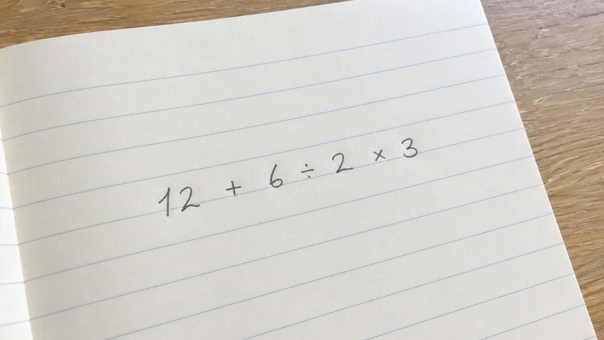 La cuenta 12 + 6 ÷ 2 × 3 parece infantil, pero res