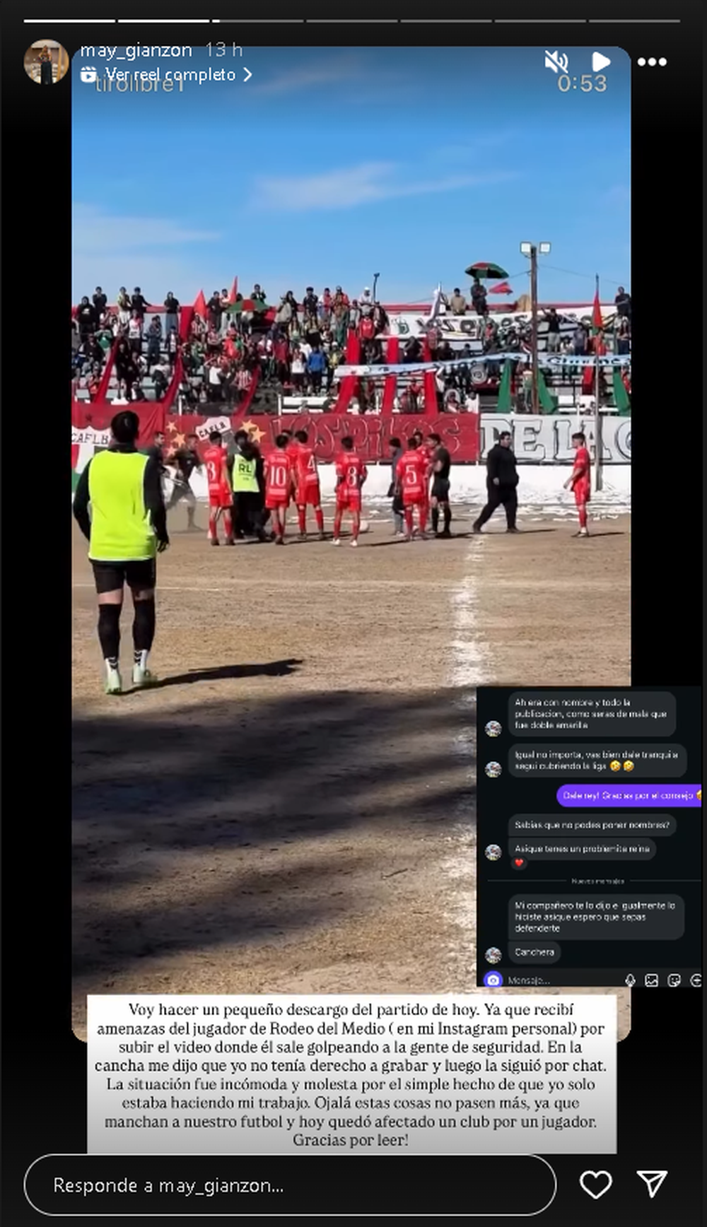 Torres mantuvo un cruce verbal con la periodista que filmó la violenta situación. 