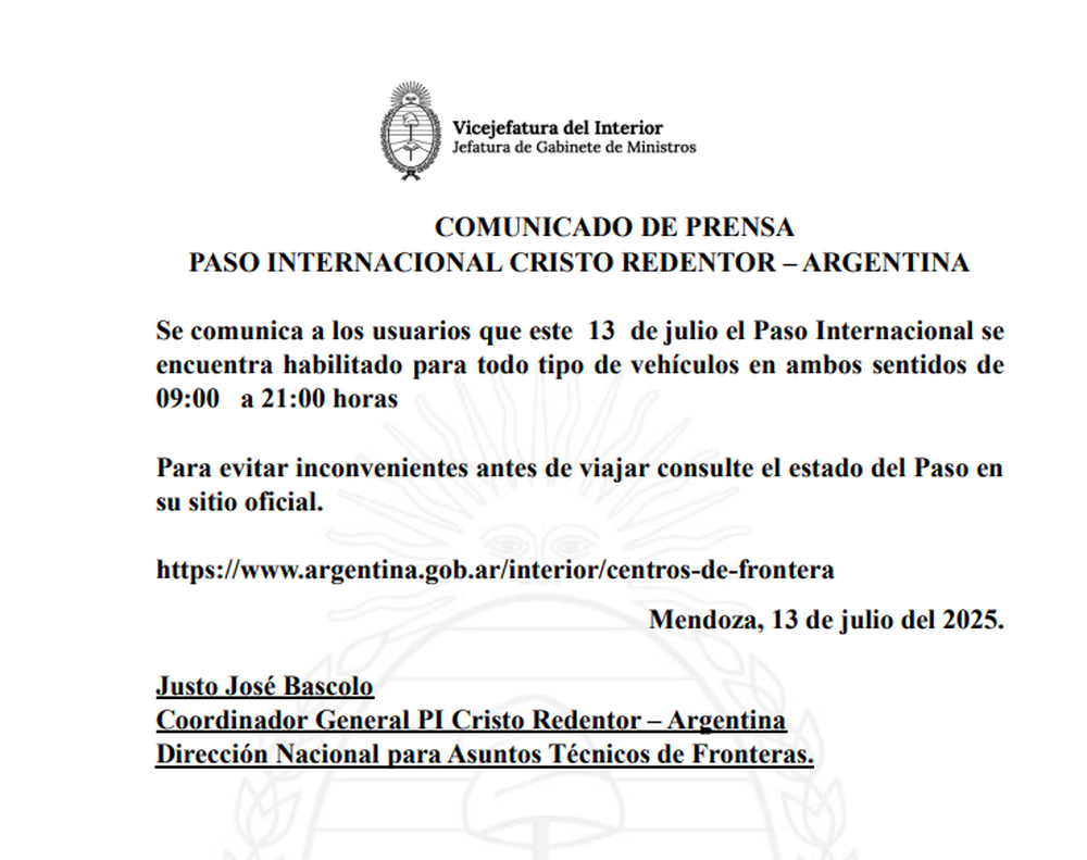 Cristo Redentor Pass enabled.