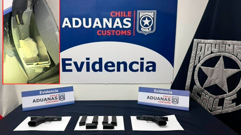 Descubren pistolas y cargadores ocultos durante un control fronterizo en Los Libertadores.