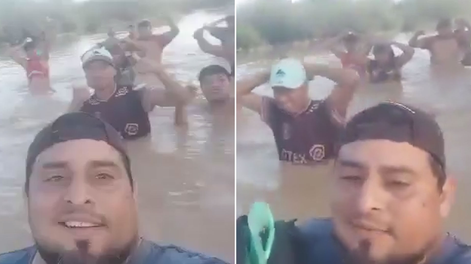 Temporal en Salta: un hombre se puso a cantar folclore mientras cruzaba el río.